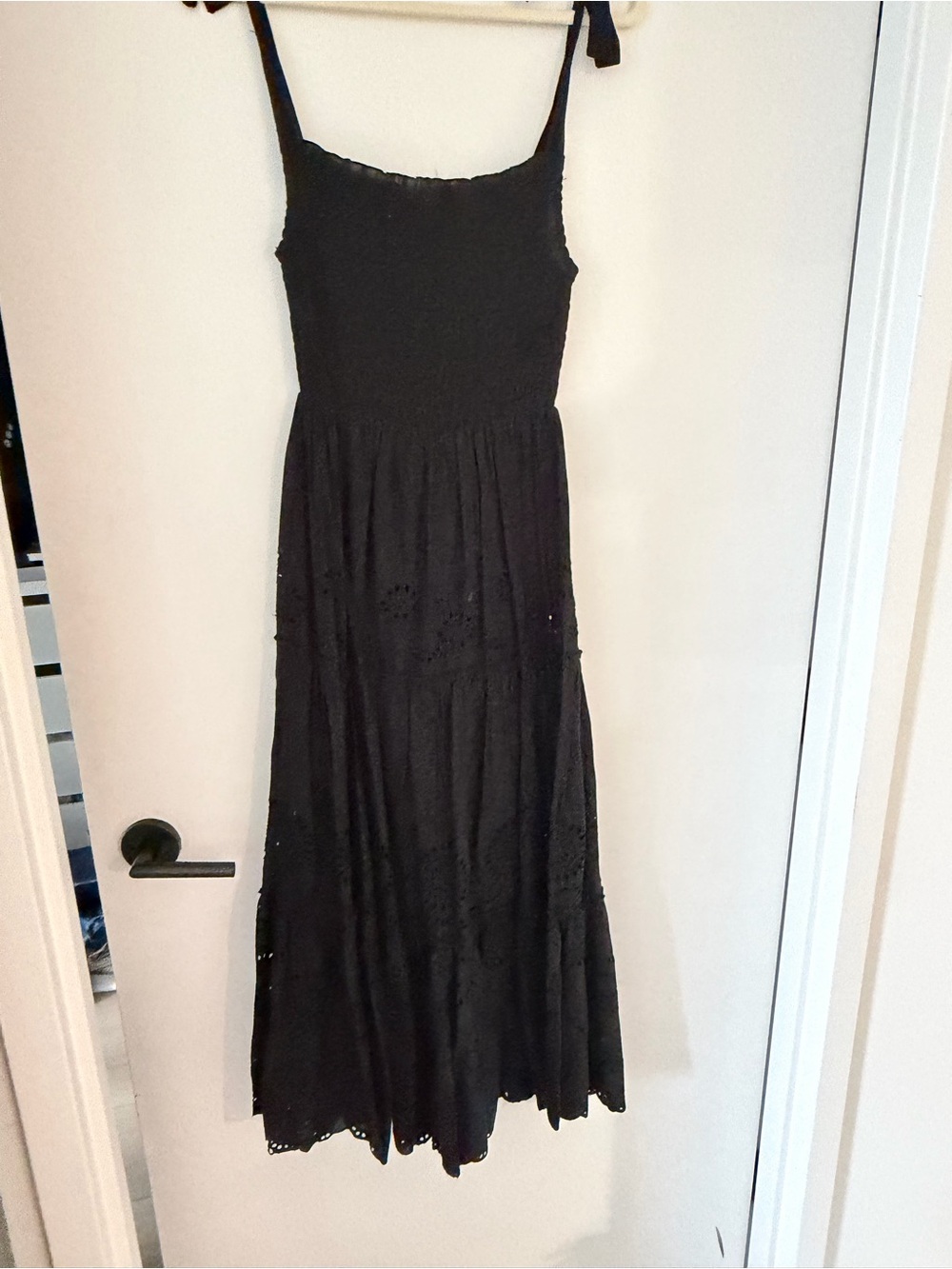 Zara Black Eyelet Maxi Dress with Spaghetti Straps